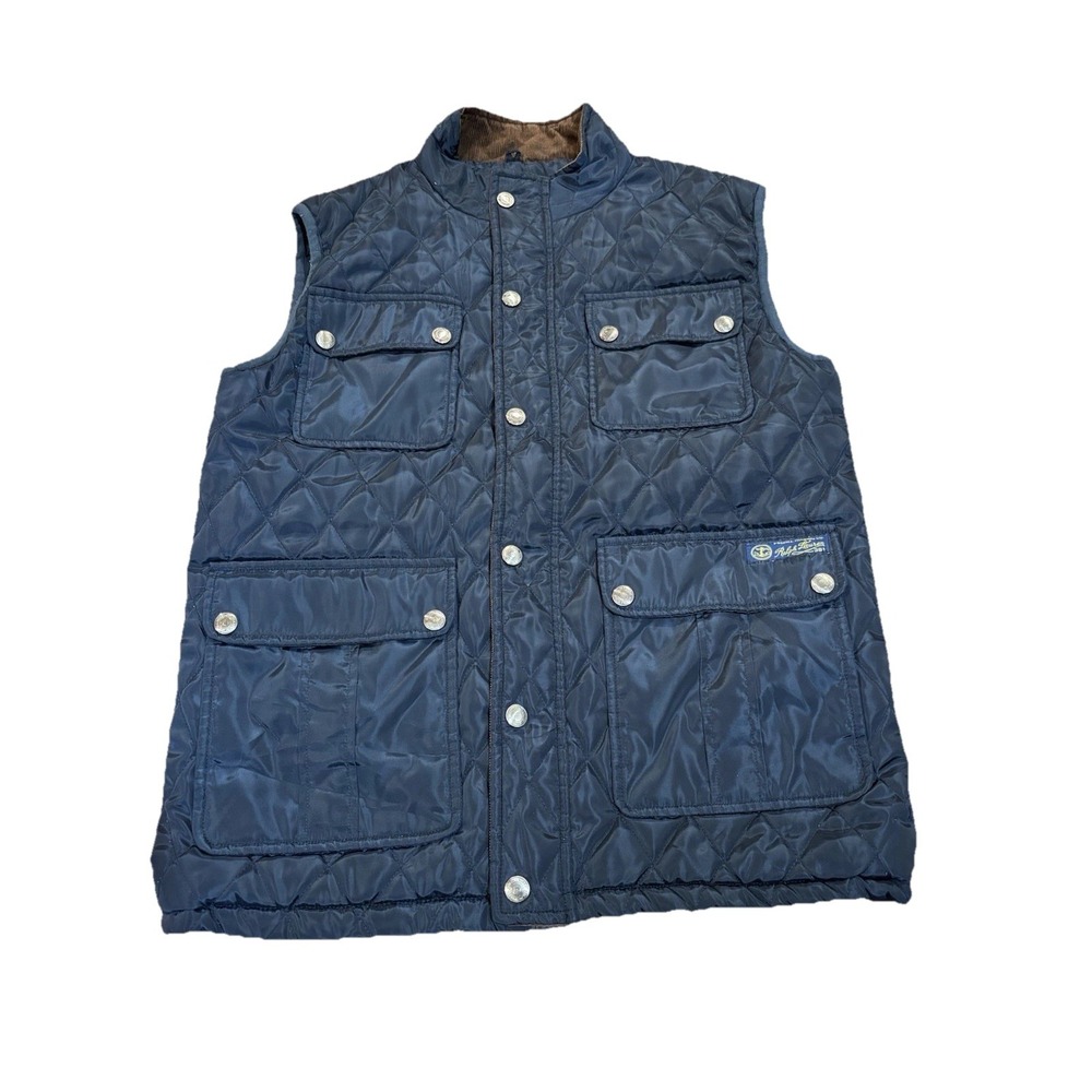 Polo Ralph Lauren Vest Mens XL Navy Puffer Quilted Brown Cord Flannel Lined Vest